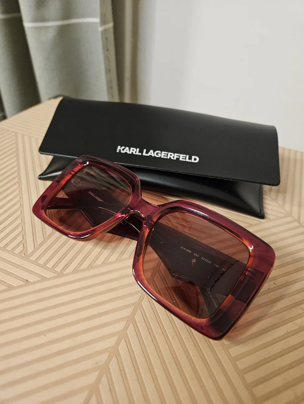 Karl Lagerfeld Oversized Square Sunglasses Cyclamen Rose Pink Gradient Plastic